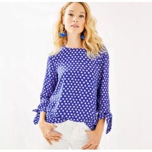 Lilly Pulitzer Langston Polka Dot Blue Women's Top